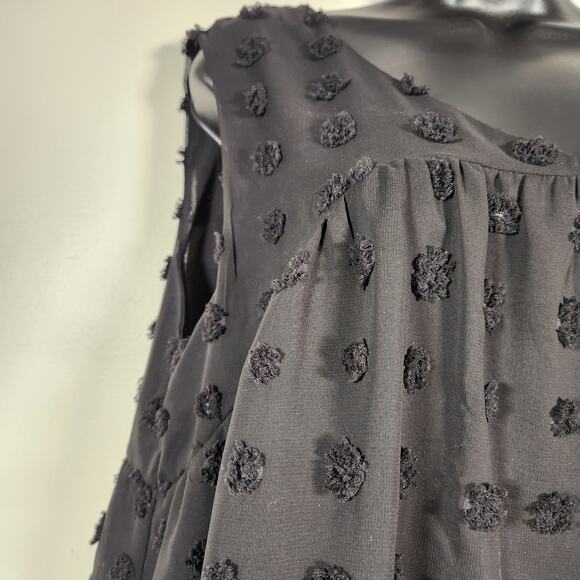 LIME & CHILI Tank Blouse Women L Black Babydoll Swiss Dot Sheer Polka Dot Summer - Picture 6 of 9